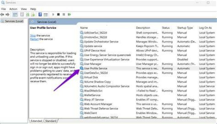 system properties system properties user profile service failed logon
