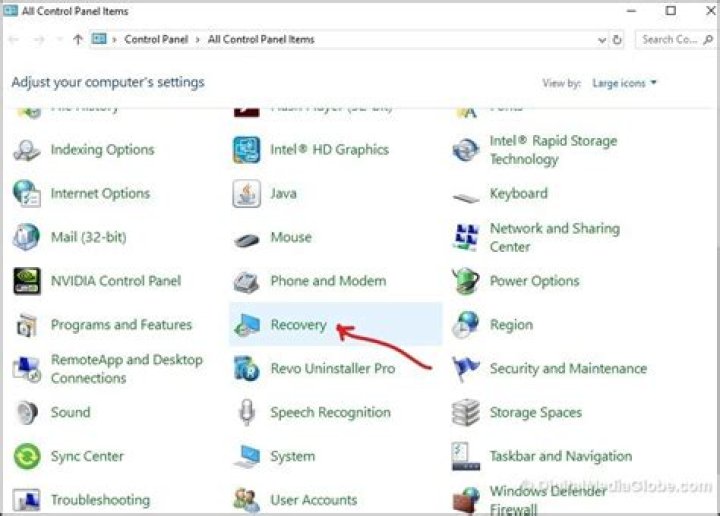 system restore control panel