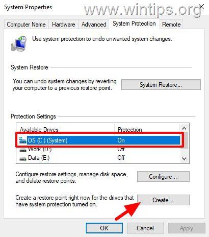 System Restore Point Select