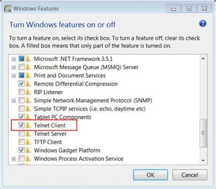 telnet-windows-features
