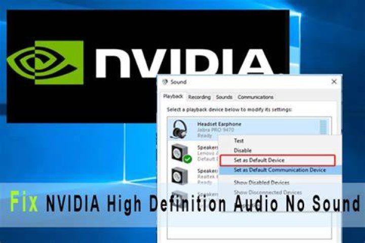 The NVIDIA high definition audio not plugged in Windows 10 issue