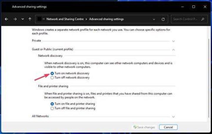 The Turn on network discovery option The Turn on network discovery setting can't share printer error 0x00006d9