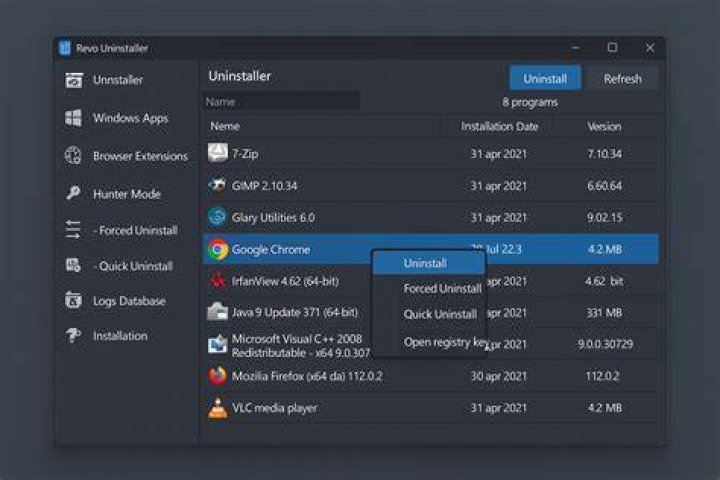 The uninstaller window The uninstaller google chrome unable to load dll