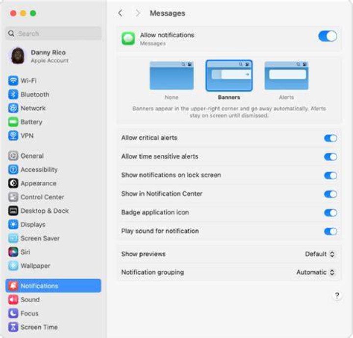 turn off notifications settings page windows 10