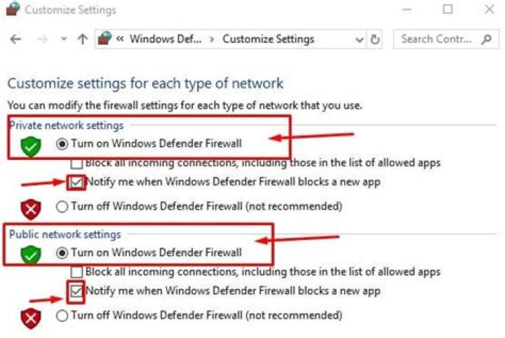 Turn on Windows Firewall options Turn on Windows Firewall settings can't share printer error 0x00006d9