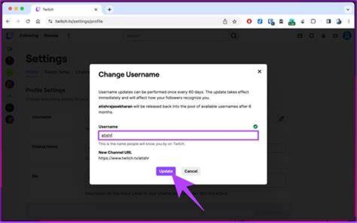 twitch username
