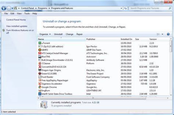 uninstall a program