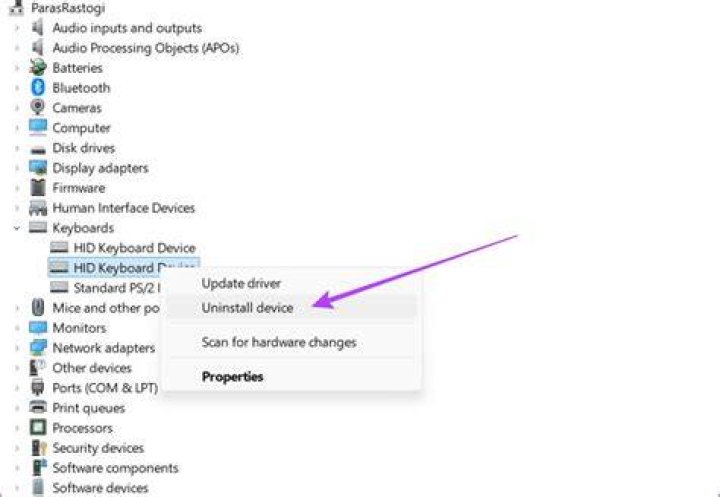 uninstall keyboard driver