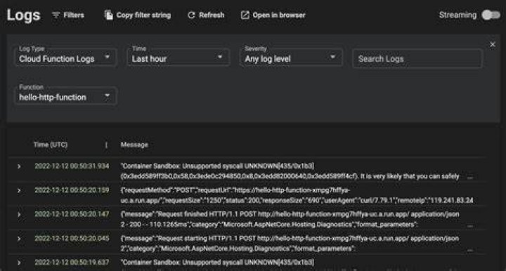 View logs