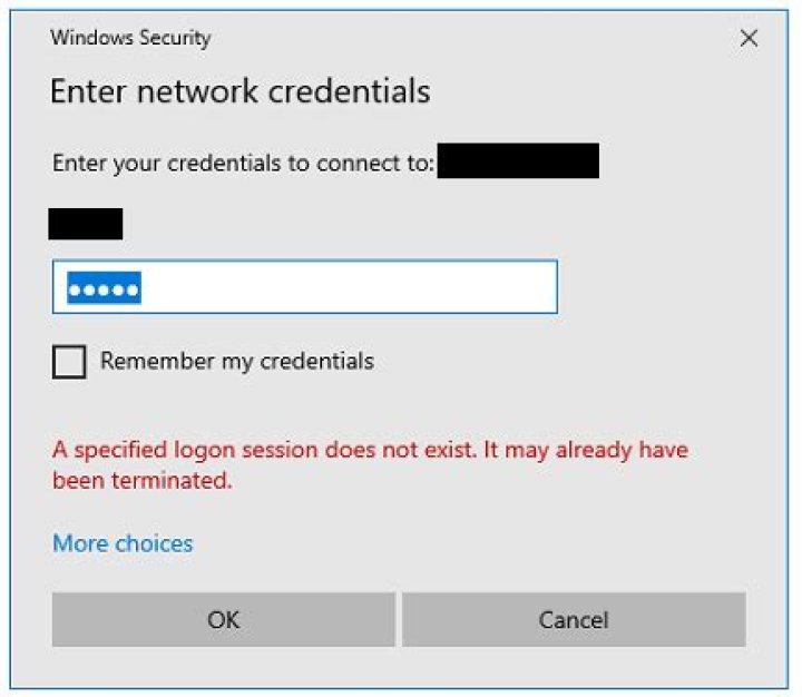 Windows 10 network credentials incorrect
