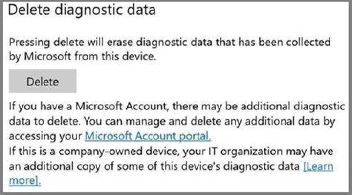Windows 10 SCU lets you delete the data collected from your device