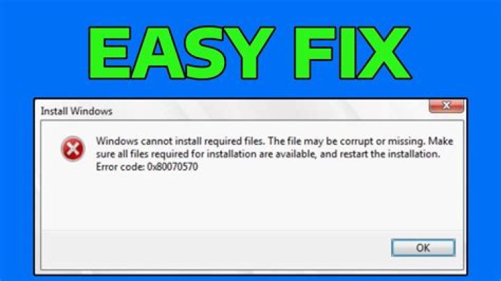 windows cannot install required files windows 10