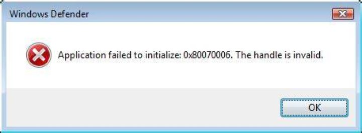 Windows Defender application failed to initialize