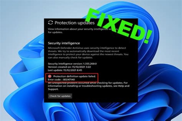 Windows Defender update failed