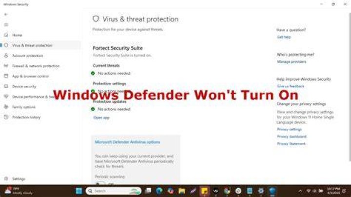 Windows Defender won't turn on after uninstalling Avast