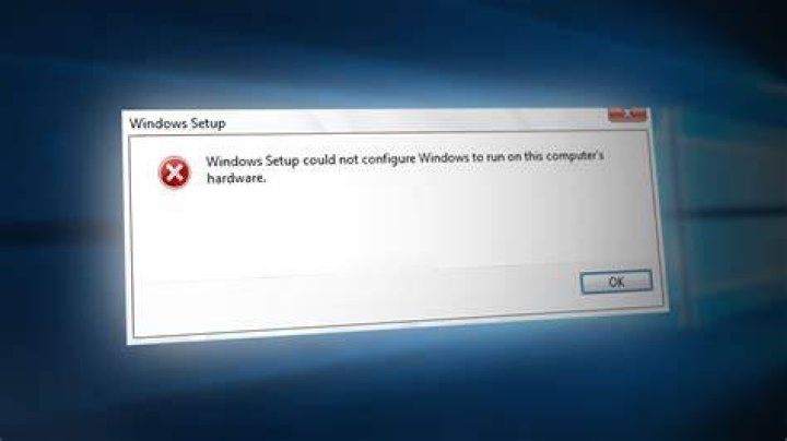 windows setup could not configure to run on this computer's hardware