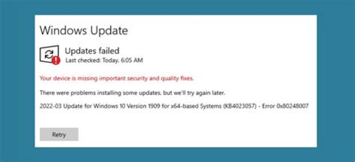 windows update failed