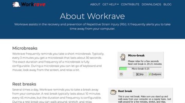 WorkRave software that reminds you to take breaks