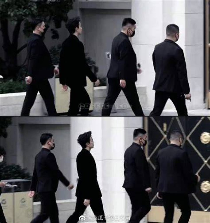 Wu Lei wears a black suit and Zhao Lusi wears a white wedding dress