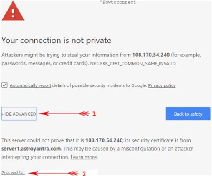 Your connection is not private Chrome error