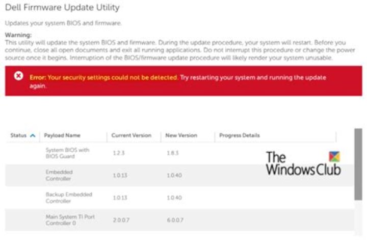 Your security settings could not be detected in Dell